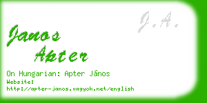 janos apter business card